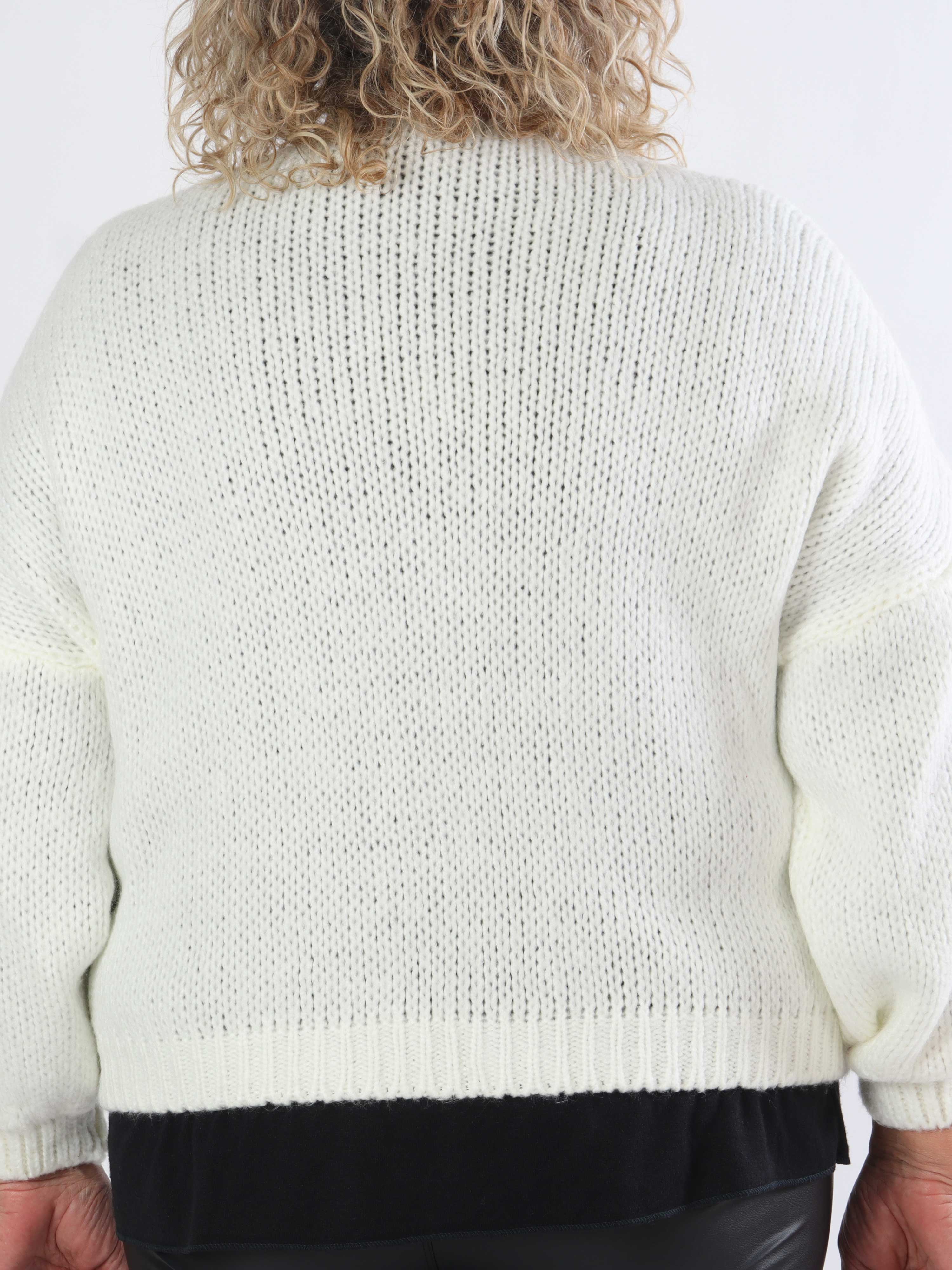 Kimberly - Söt stickad kofta i plusstorlek med rosetter